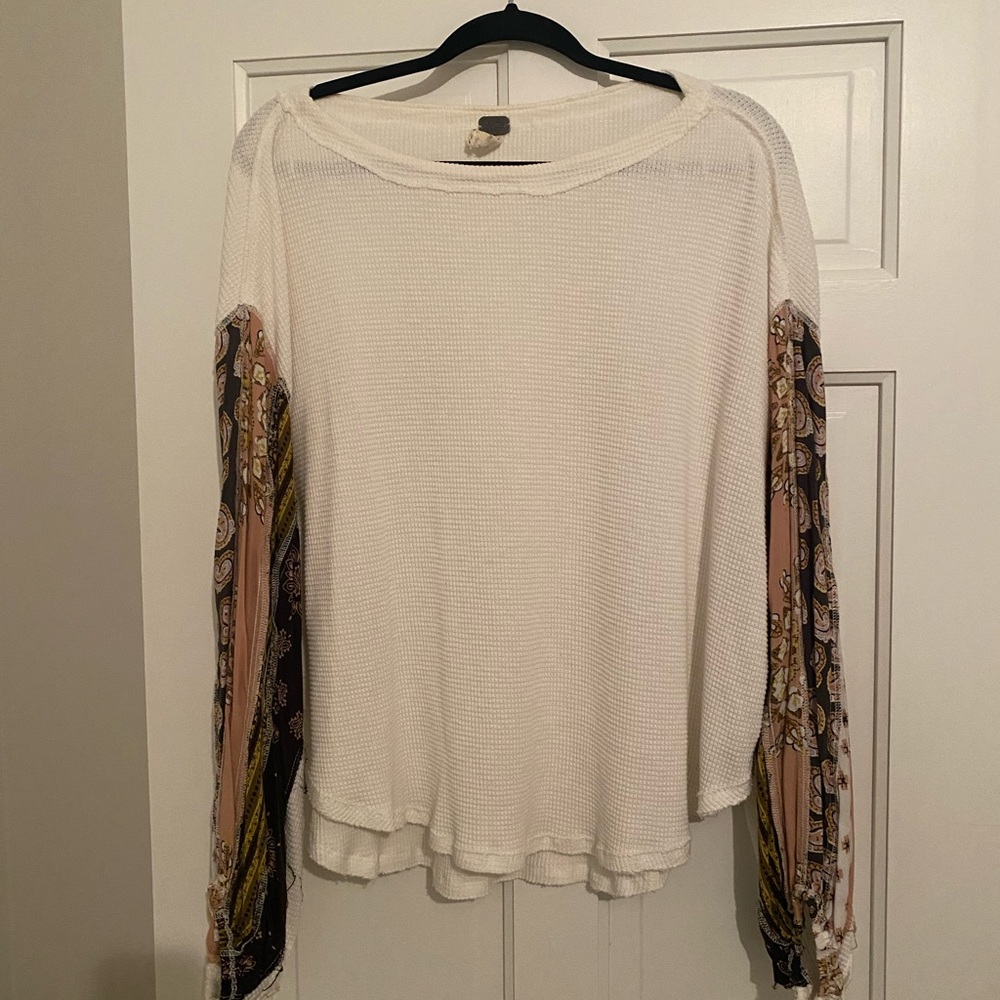 Free People We The Free Blossom Thermal Top Paisley Sleeves | Size L
